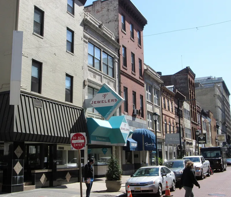 Jewelry store signs along Sansom Street on Jewelers' Row